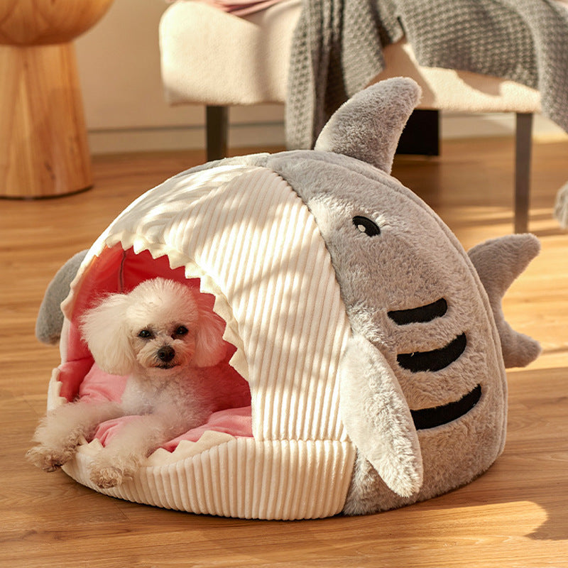 Barkit™ CozyShark – Knus Kattenhuisje Hondenmand in Haai Vorm – Zacht & Comfortabel