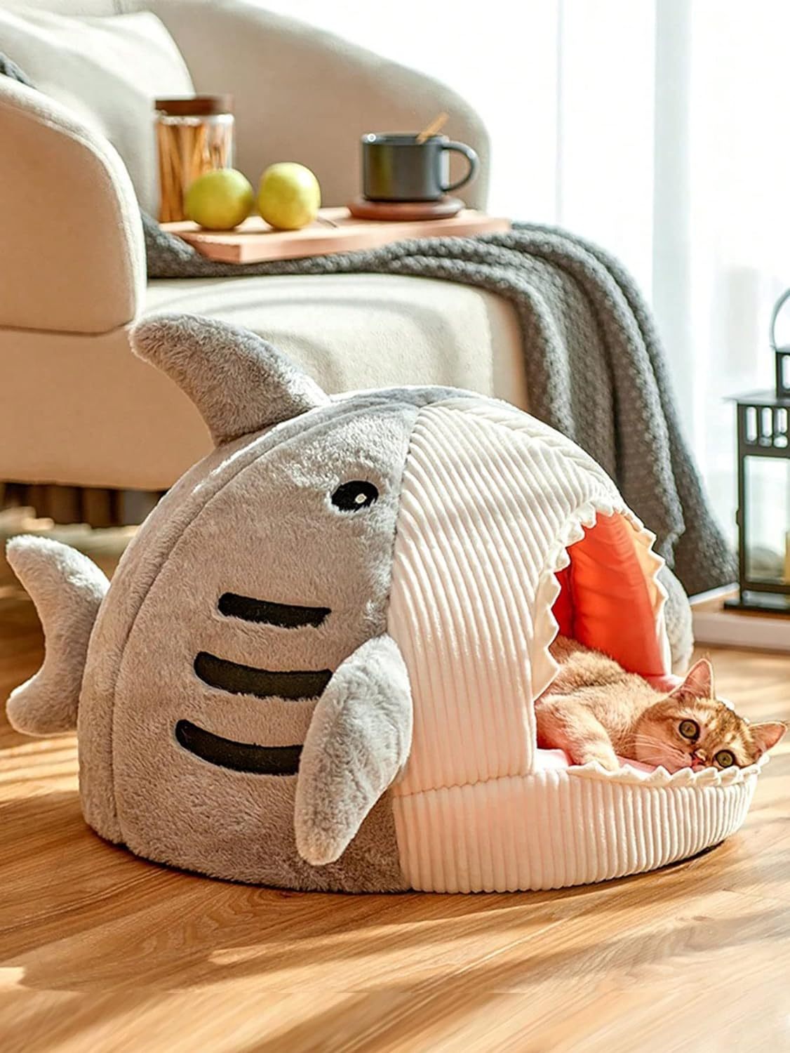 Barkit™ CozyShark – Knus Kattenhuisje Hondenmand in Haai Vorm – Zacht & Comfortabel