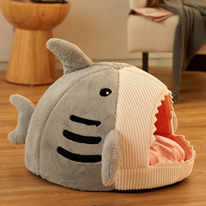 Barkit™ CozyShark – Knus Kattenhuisje Hondenmand in Haai Vorm – Zacht & Comfortabel