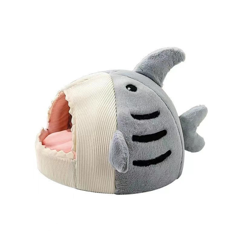 Barkit™ CozyShark – Knus Kattenhuisje Hondenmand in Haai Vorm – Zacht & Comfortabel
