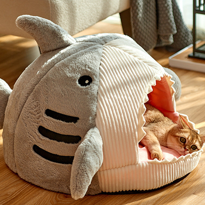 Barkit™ CozyShark – Knus Kattenhuisje Hondenmand in Haai Vorm – Zacht & Comfortabel